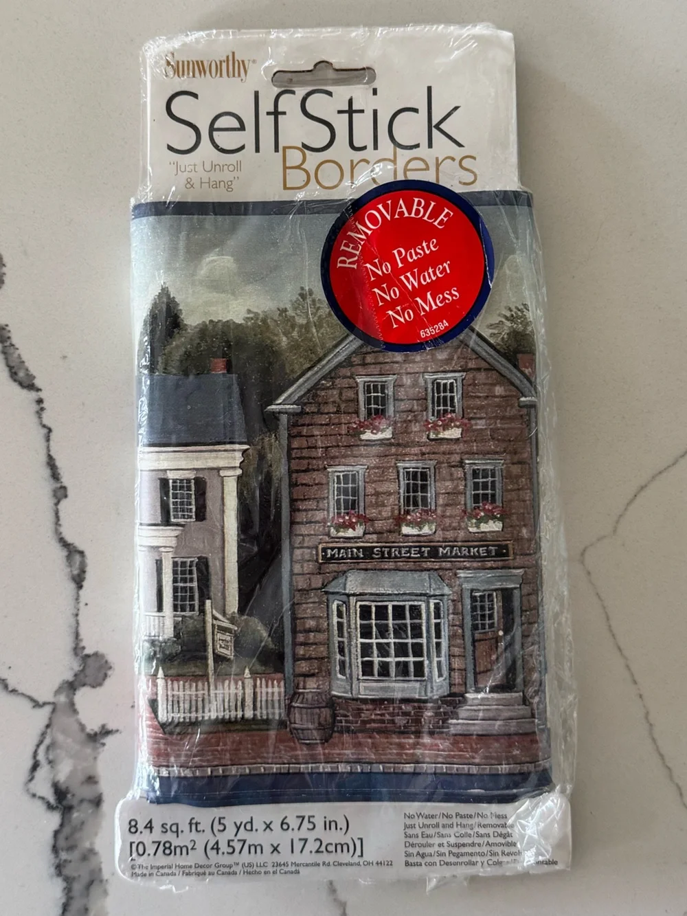 Vintage Main Street Town Scene Self Stick Removable Border